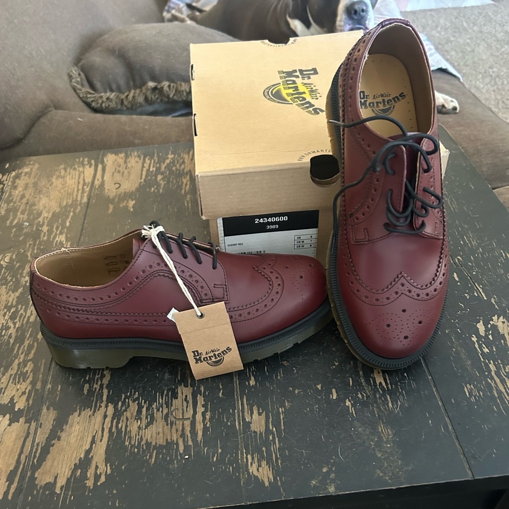 Dr Martens Leather Cherry Red Brogue shoes